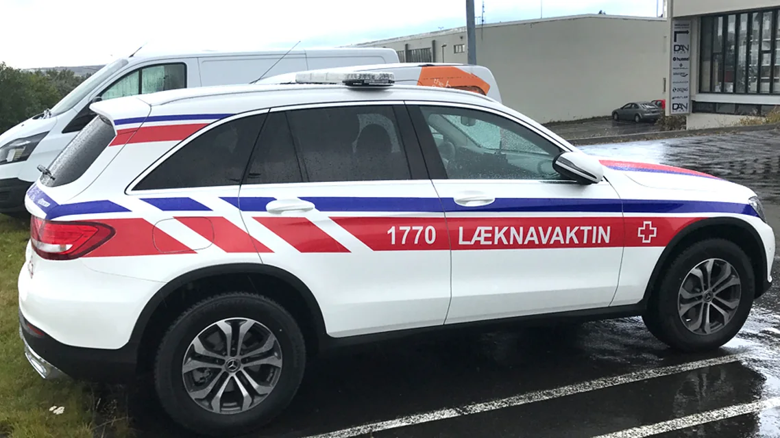 Merking á bíl Læknavaktarinnar