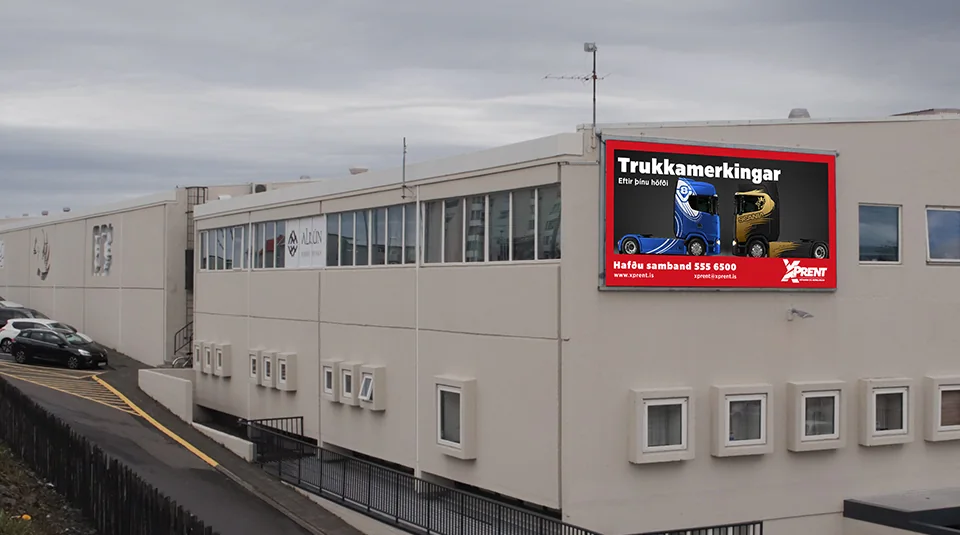 Hús við Sundabraut með X-LED-auglýsingaskjánum
